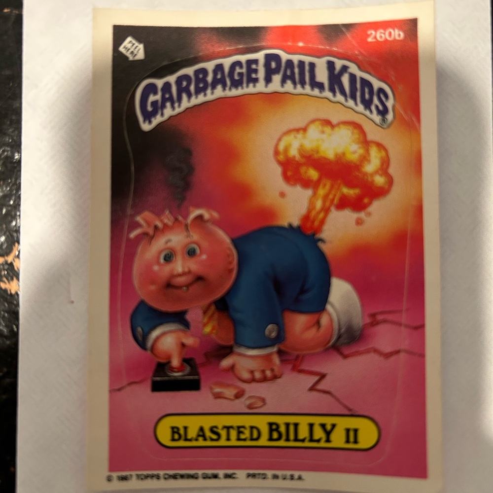 1987 Topps OS7 Garbage Pail Kids 260b BLASTED BILLY II Card PURPLE HEADER ERROR